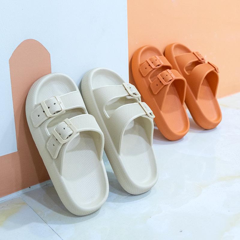 2025 Thick-Soled Double Buckle EVA Sandals: Step-On-Comfort for Couples, Women, Indoor/Outdoor Use