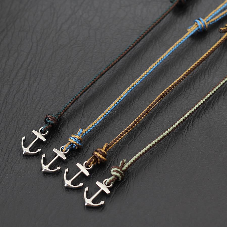Novel Anchor Bracelet For Men Grade A 3mm Ethnic Thin Marine String Braslet Handmade Adjustable Beach Surfing Nautical Braclet