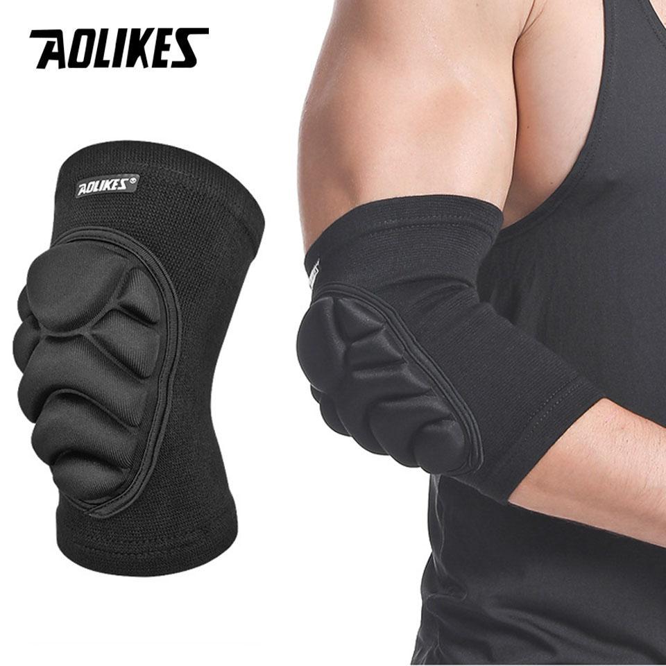Aolikes 1Pair Elbow Pads Compression Support for Volleyball Basketball Tennis Football Sponge Protector M