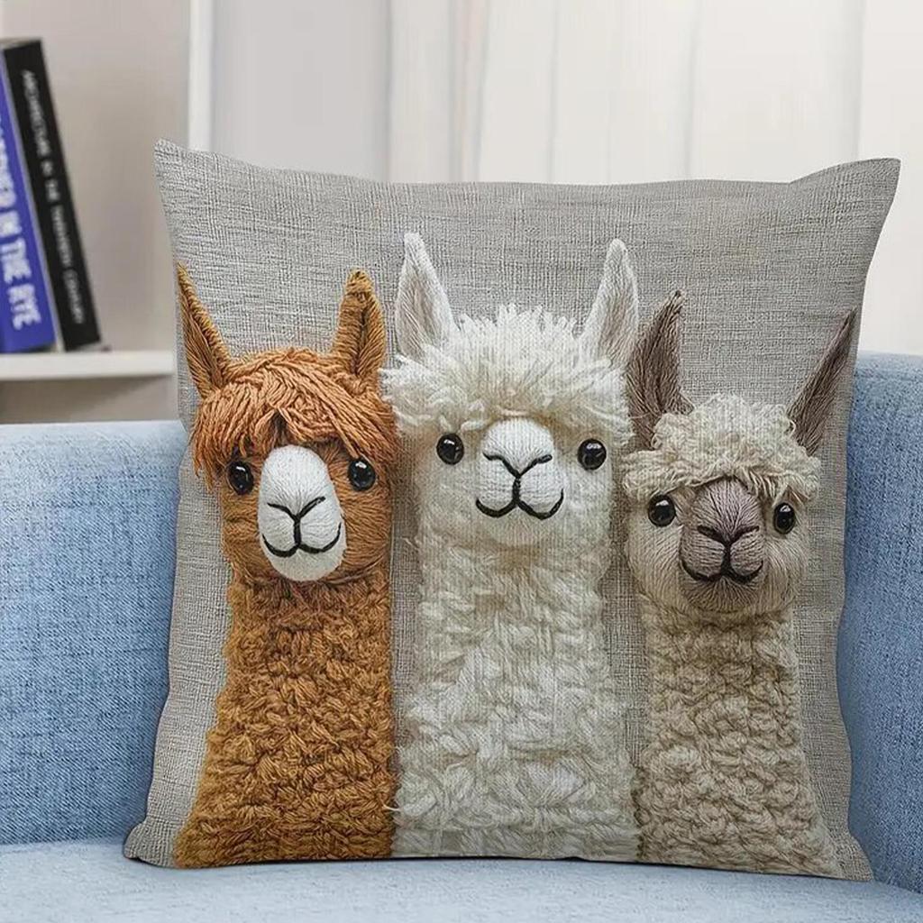 Cute Alpaca Print Throw Pillow Cover 18X18 Inch Soft Farmhouse Decor For Living Room Bedroom Chair Sofa Car Interior Decoration
