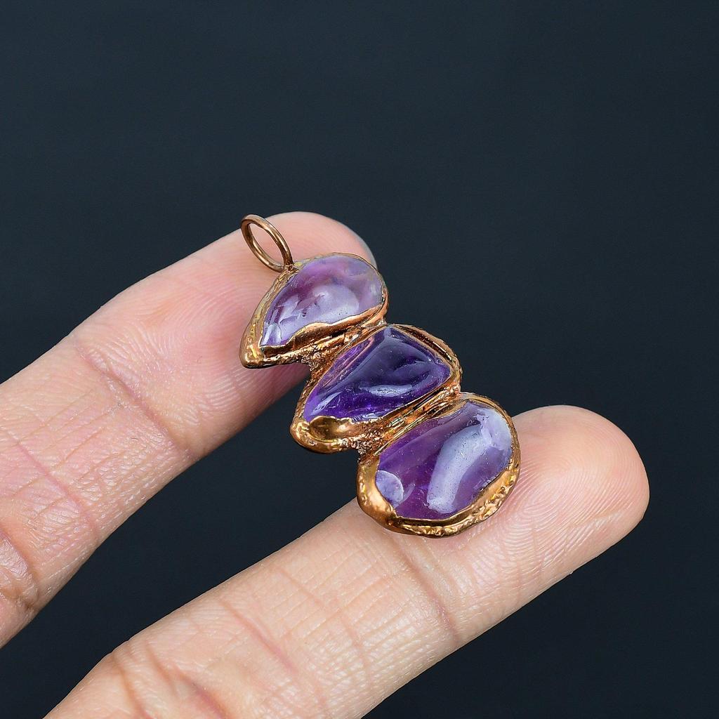 Amethyst Pendant Gemstone Jewelry, Copper Electroformed Pendant, Gift For Women Handmade Pendant