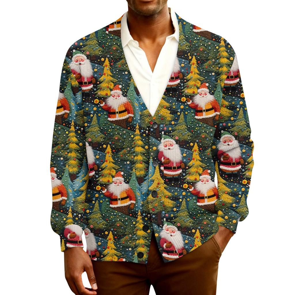 Herre Cardigan med lange ermer i ribbestrikk