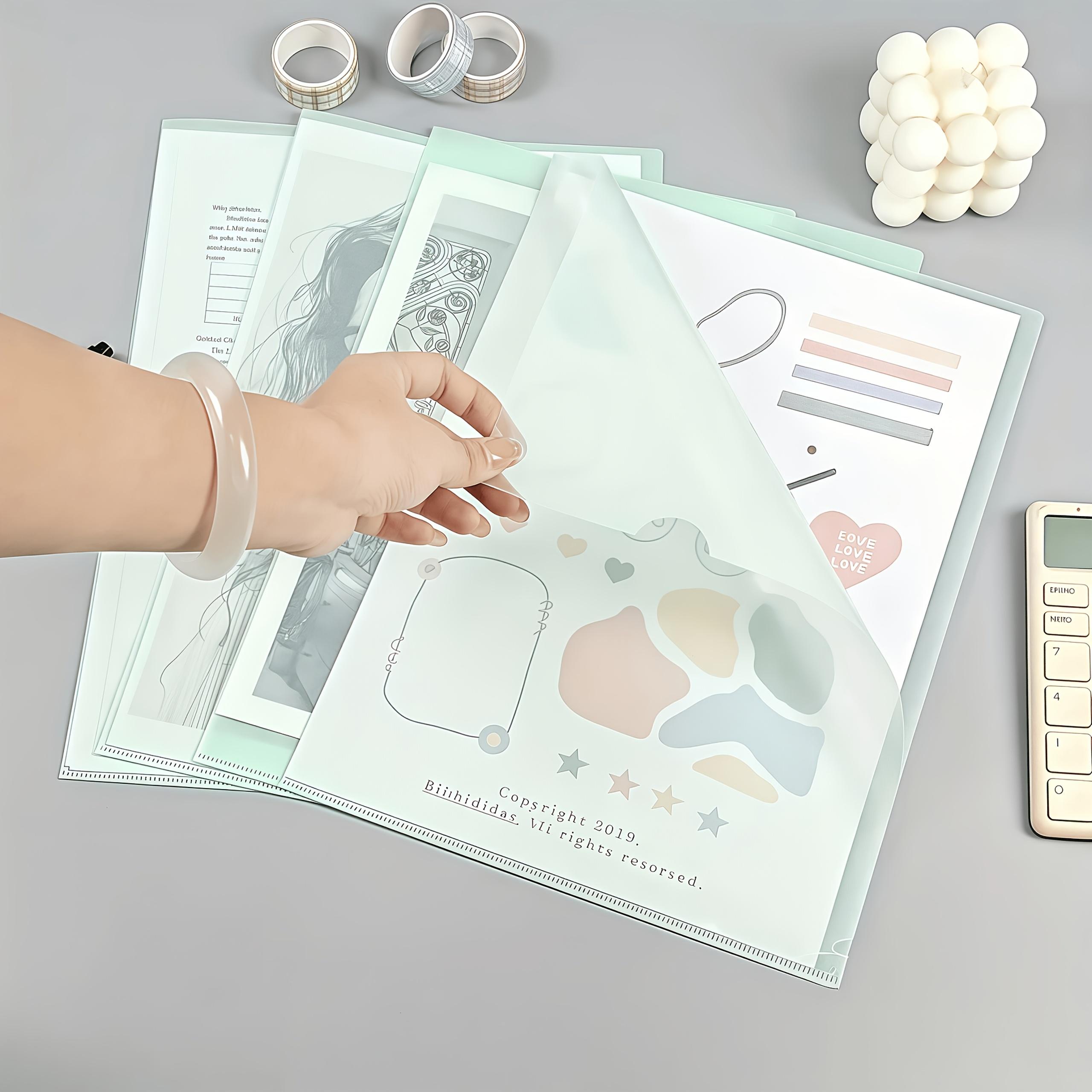 

20 Or 40 L-Shaped Folders In Morandi Color Series, A4 Transparent Pp Plastic Cover, Office And Sheet Paper Protection, Document