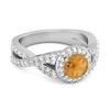 Citrine Halo Accents Ring- 925 Sterling Silver