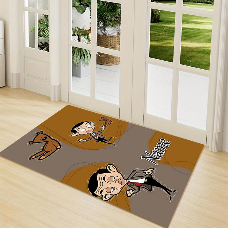 Custom Name Mr. Bean's Adventure Carpet Rug Customizable Soft Washable Anti-Slip Home Living Room Sofa Mats Personalized Rug. 0909292