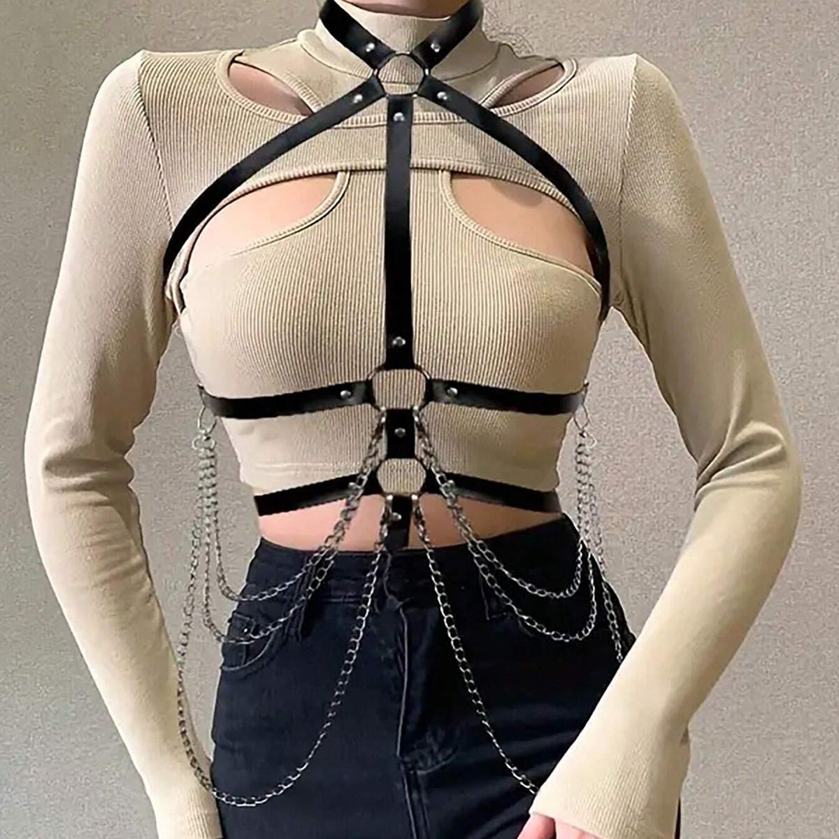 

Women Trend Punk Belt Fashion Leather Waist Belt Female Street Style Decoration Body Chain Belt Gothic Clothing Accessories