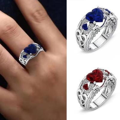 Women Ring Hollow Out Heart Jewelry Electroplating Appearance Finger Ring for Wedding