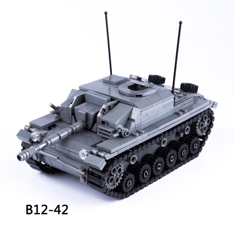 

MOC Конструкторы Игрушки Военные Армейские Аксессуары Автомобиль Танк WW2 STUG III Строительные Блоки Германия Фигурки Солдат Артиллерия Оружие Дети