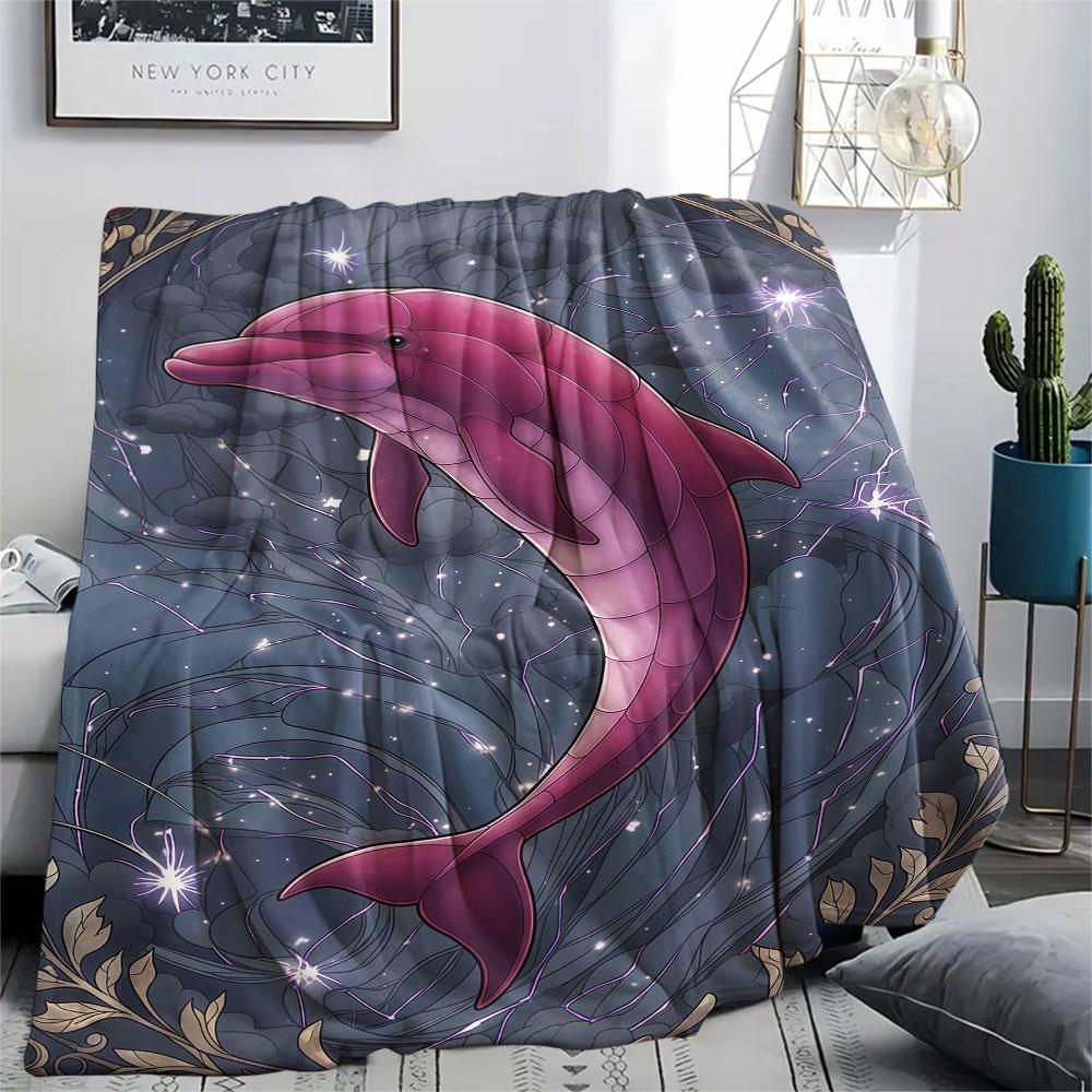 1Pc Marine life Print Flannel Blanket, High quality Comfortable for All Seasons, Home Decor, Warmth and Comfort, Perfect for Christmas Gifts