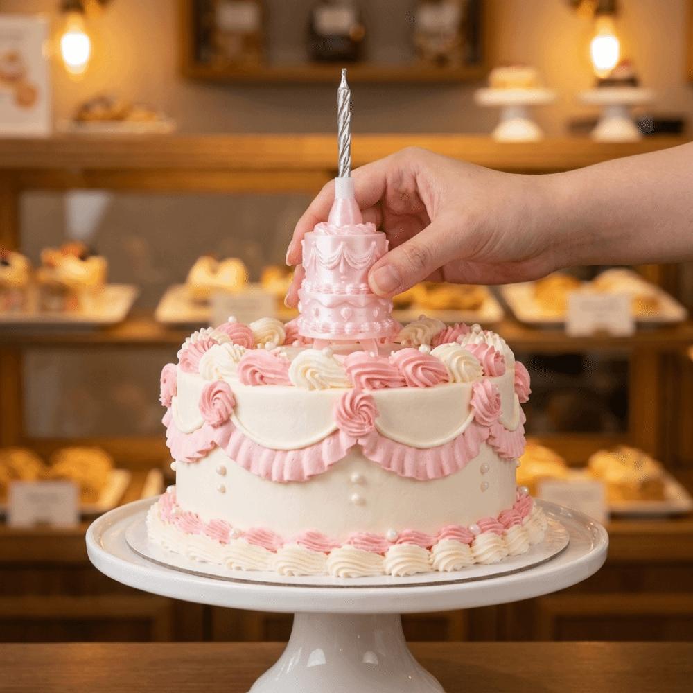 Silk Finish Cake Ring Candle Holder 3D Mini Cake Candle Ring Birthday Candle Ring Photo Prop