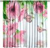 Blue Flower Butterfly Curtains Girls Boy Home Decor Spring Plant Daisy Floral Pattern Drapes Window Curtain With Rod Pocket Polyester
