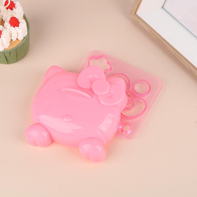 1 Set Cartone Animato Forma Gatto Kt Silicone Stampo per Palla di Riso Stampini per Goffratura Bento Strumento Fai da Te