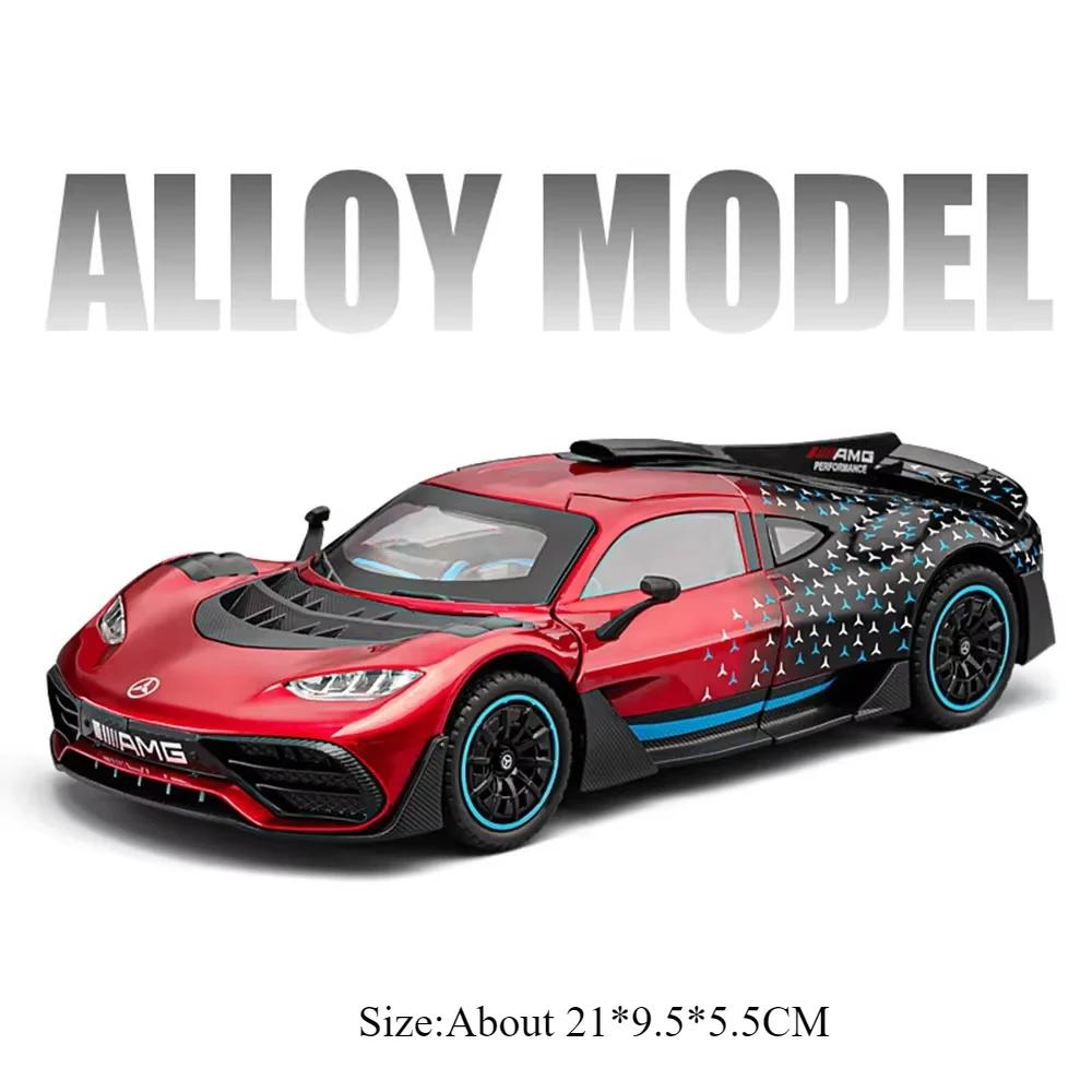 1:24 Vision Gt Alloy One Sports Car Model Diecast Miniature Toy Sound Light Pull Back Door Opened Vehice For Friend Holiday Gift