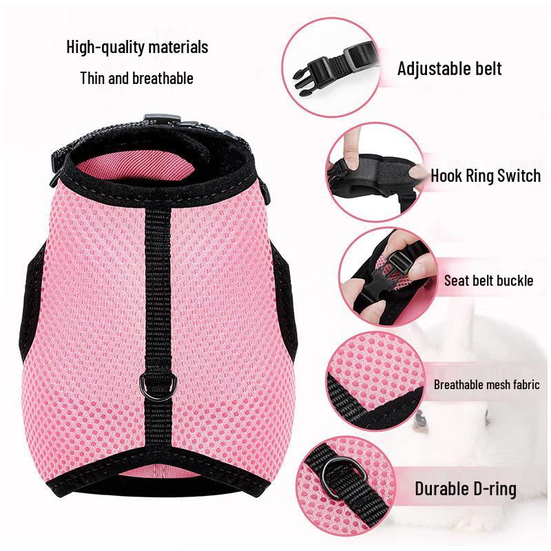 Breathable Mesh Rabbit & Small Dog Chest Harness with Leash