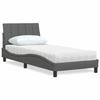 VidaXL Bed with Mattress Dark Grey 80x200 Cm Fabric, Bedroom Furniture, Single Bed, Panel Bed, Slatted Base, Bed 3310490
