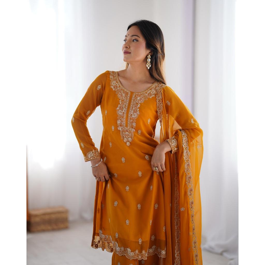 Indian Pakistani Ready To Wear Salwar Suit Kurta Pant Dupatta Set Party Wear SC-2113