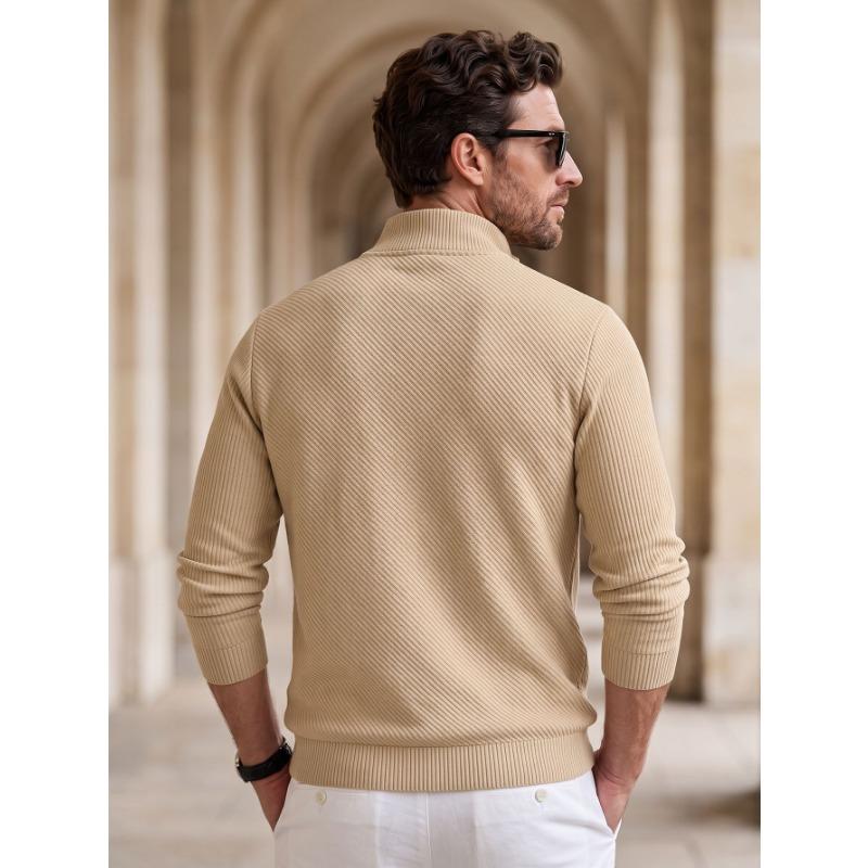 Men S Casual Half Zip Stand Collar Long Sleeve Sweatshirt Spring Autumn