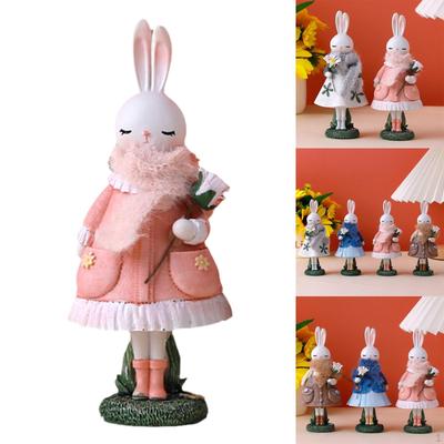Easter Rabbit Figurine Resin Craft for Home Office Decoration