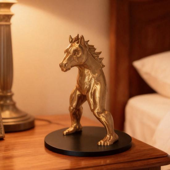 Reverse Horse Man Statue Bronze Gold Finish Mythical Creature Figurine Horse Head Human