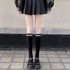 Black and White Calf Socks Pearl Solid Color Fairy Pearl Socks Loli Ins Tide Pure Cotton Jk Medium Tube Socks Spring and Autumn