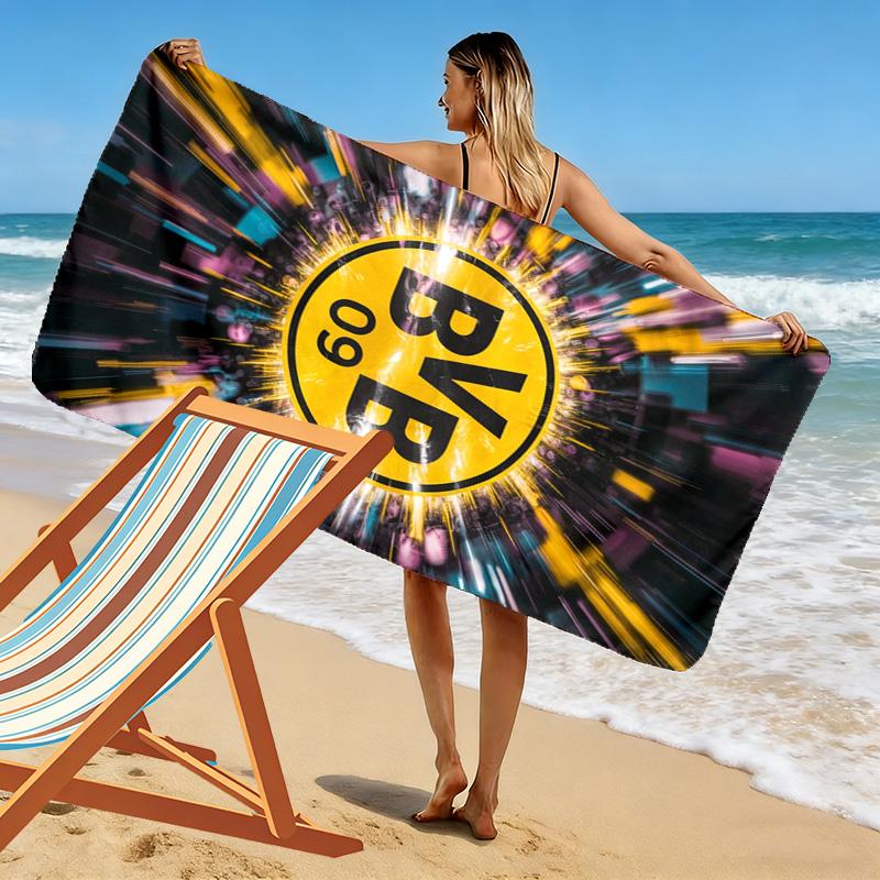 Vibrant BVB Fan Art beach towel Beach towel for vacation photos Outdoor camping Outdoor pool towel Absorbent bath towel swim