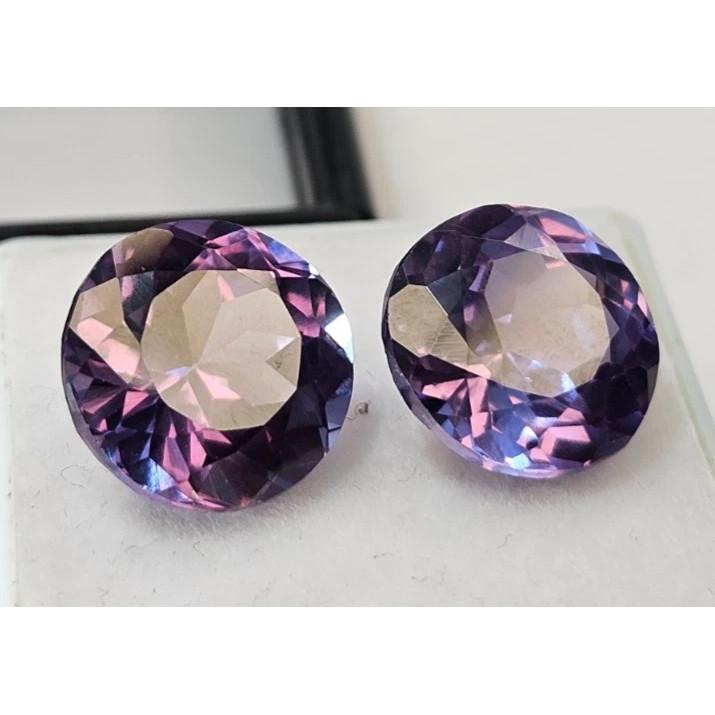 Round Cut Natural Alexandrite Color Change 12-13 Ct Pair Fabulous Gemstone