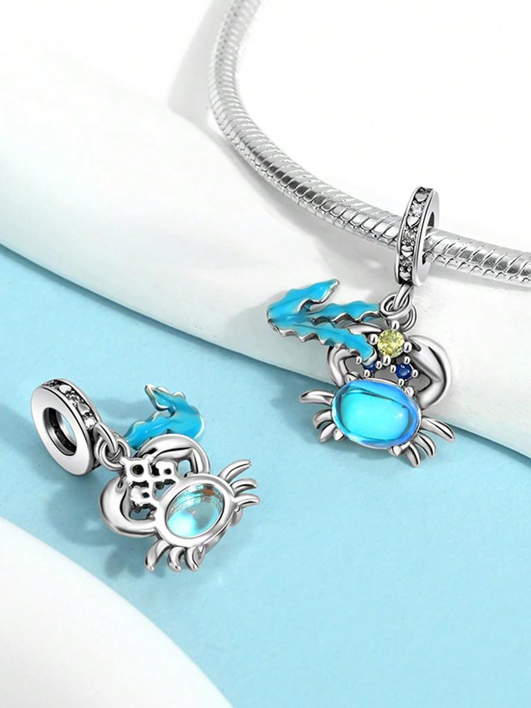 Charms Plata Copper Colors Blue Starfish Octopus Beads Charm Pendant For Original Bracelet For Women Diy Jewelry Love Gift