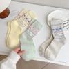 Socken Damen Mid-Tube Socken Niedliche Schleife Frotteesocken Gepunktet Hund Vintage Hellgrau Damen Socken