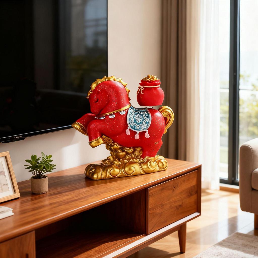 Horse Figurine Animal Sculpture Resin Fine Craftsmanship Fengshui Tabletop Decoration for