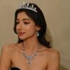 Bridal Necklace Earrings Set Chain Wedding Necklace Accessories Crown Necklace Earrings Three-Piece Wedding Bridal Headdress