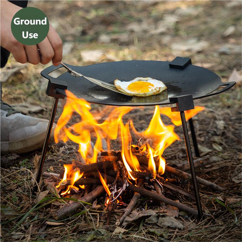 Outdoor BBQ Dreieckige Halterung Multifunktionale Abnehmbare Grill Topfablage Tragbar Verstellbar mit Kette Outdoor Camping Zubehör