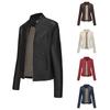 Dames Kunstleer Bikerjack Staande Kraag Streetwear Casual Bovenkleding Lange Mouw
