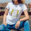 Cute Animal Themed Bunny Print for Summer Outdoor Relaxation Short Sleeve T Shirt for Women with a Sweet Style