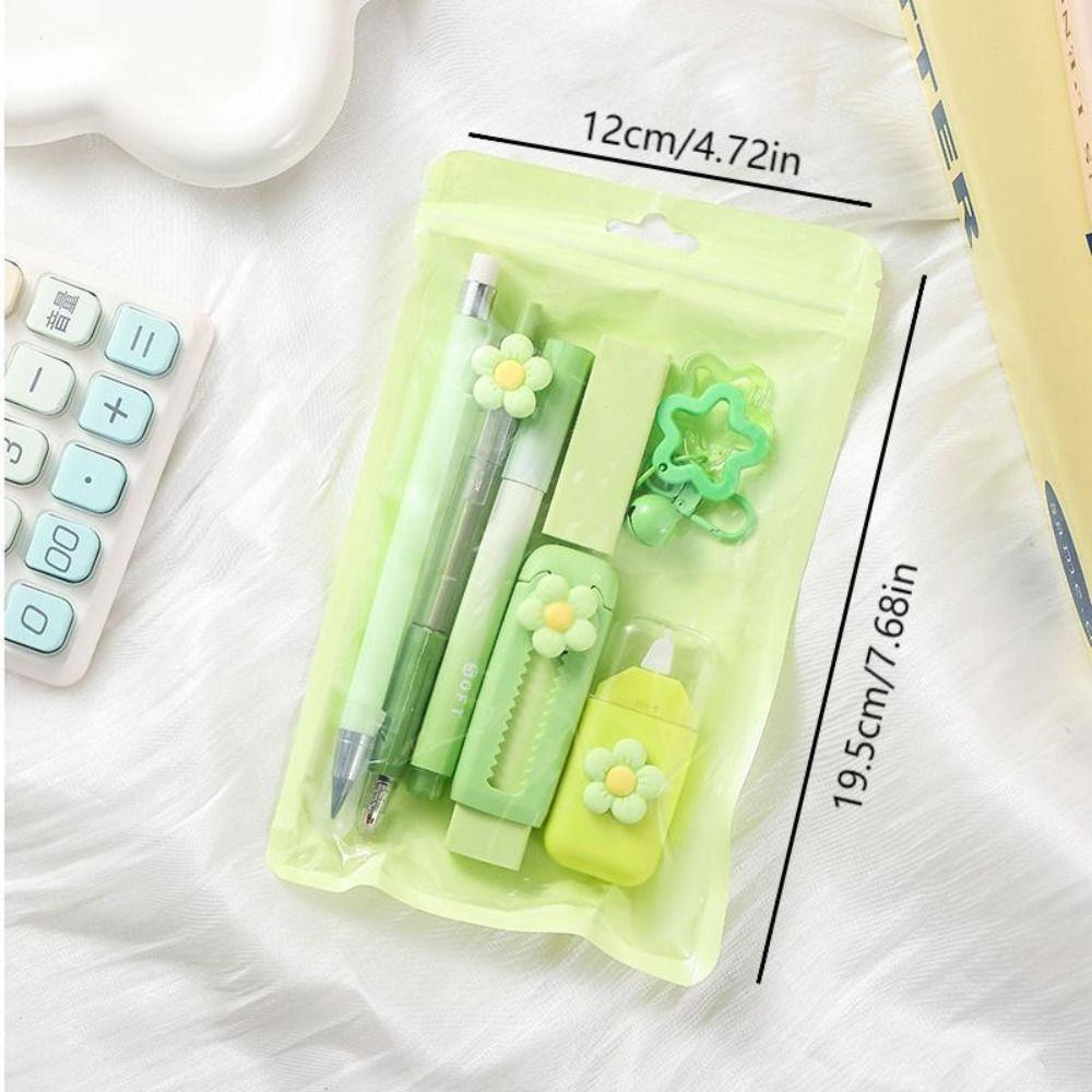 High Quality 7-in-1 Stationery Set Flower Series Kit Gel Pen Pencil Eraser School Supplies