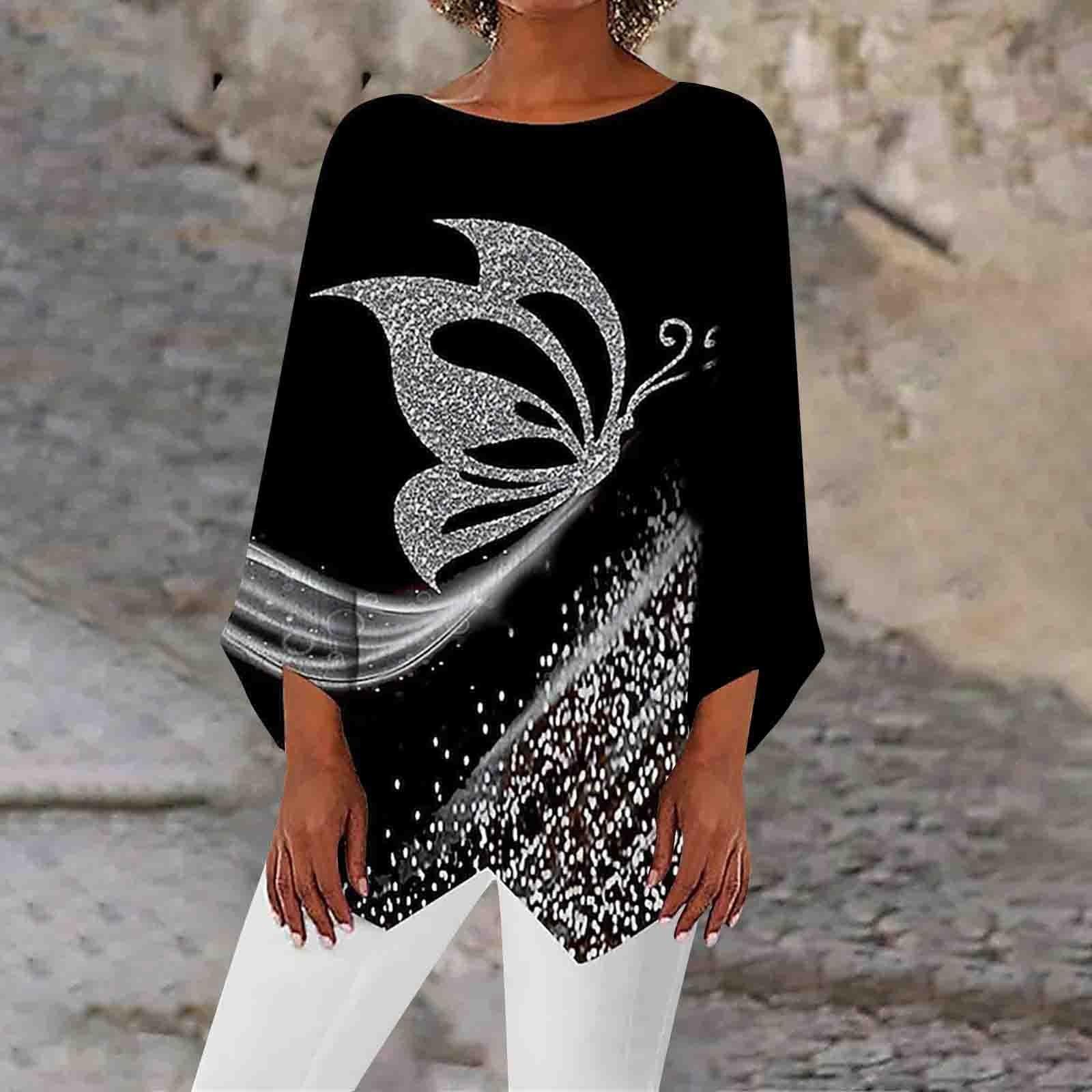 

Женские топы с геометрическим принтом и длинными рукавами, дышащая рубашка с круглым вырезом и панелями L чёрный