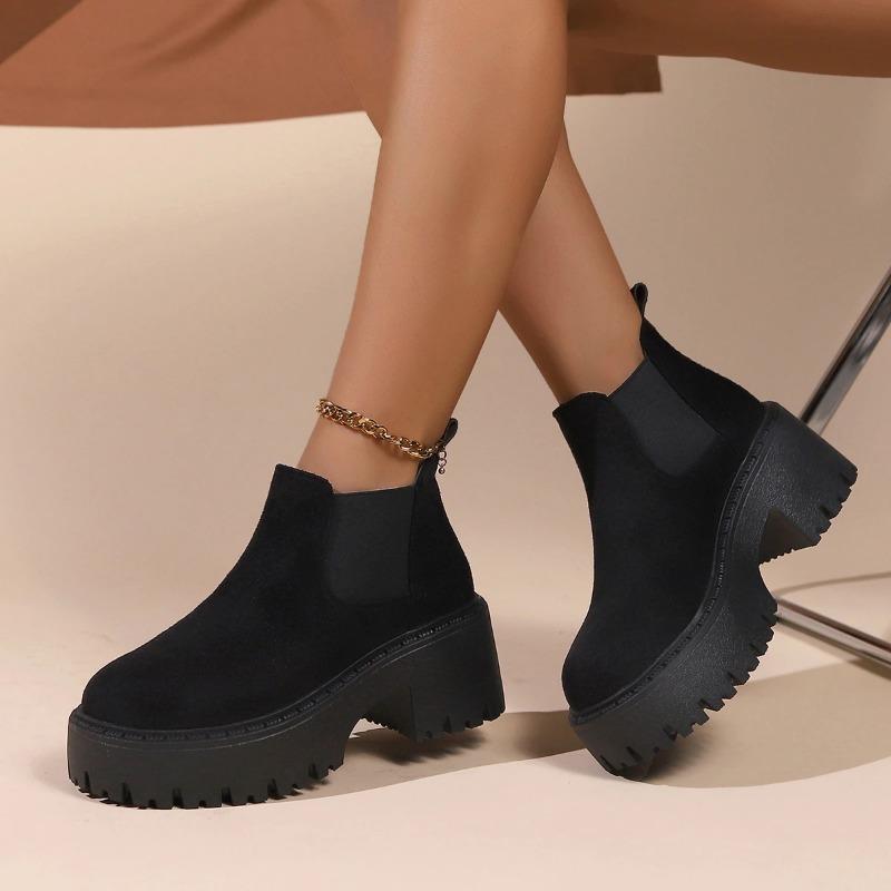Classic Suede Short Boots 2024 New Women's Rear Zipper Fashion Boots Thick Sole Anti Slip Short Boots Zapatos De Mujer Trafza