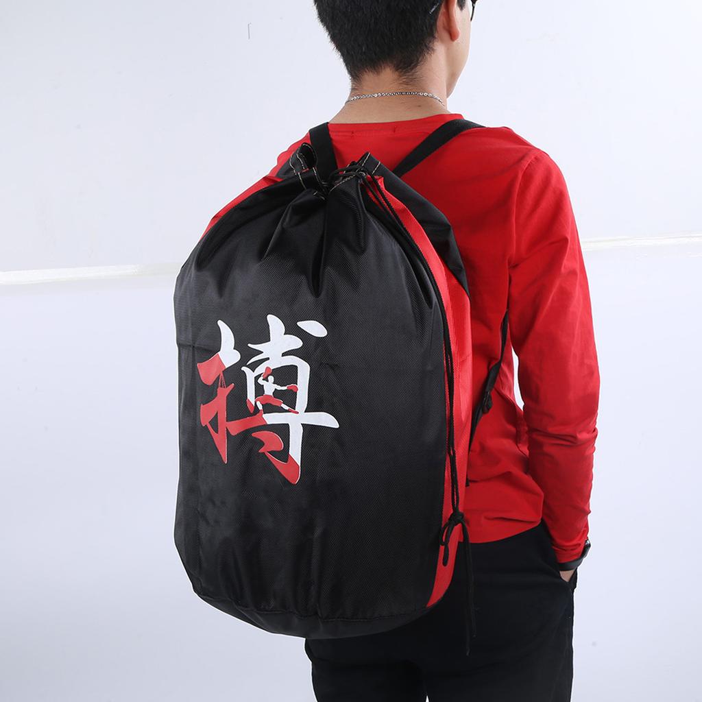 Unisex Gym Sports Rope Bag Protectors Storage Backpack for Taekwondo Boxing (Chinese Character)