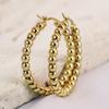 14K Gold Elegant Earrings with Simple 4MM Round Beads Stainless Steel Studs for Women