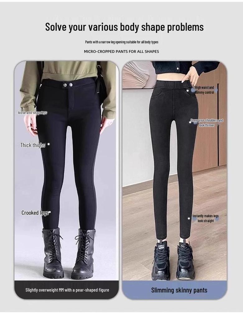 Women's Fleece-Lined High-Waisted Leggings: Warm, Slimming, Elastic, Plus Size, Suitable for Autumn/Winter, Yoga, Tapered Sports Pants.