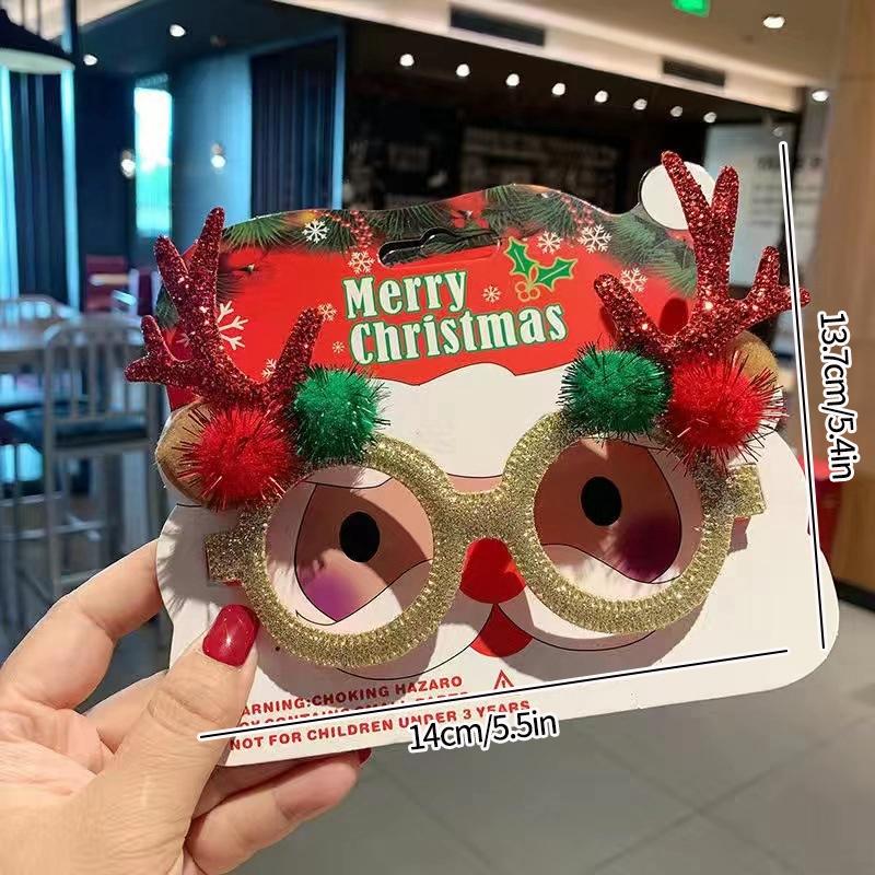 Christmas Glasses Decorative Glasses with Sticker Christmas Decoration Gift for Girls Women Xmax Party Costume Accessory Navidad