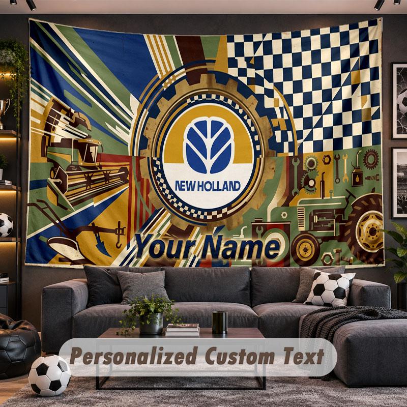 Wall Hanging Tapestry Custom NameNew Holland Pattern Personalized Printed Fabric Wall Decor