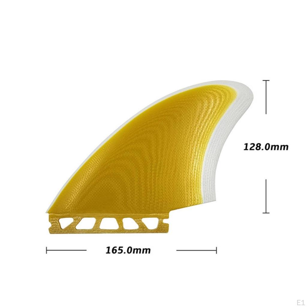 Surfboarding Fins with Cutout Base Translucent Rear Fin Textured