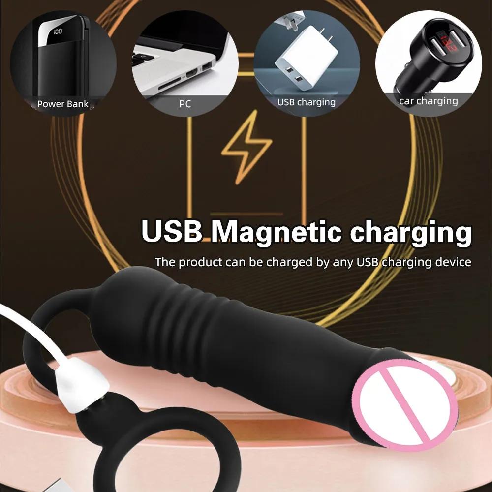 Retractable Dildo Vibrator Female Masturbator G Spot Vaginal Stimulator Prostate Massager Butt Plug Butt Plug Male Sex Toys