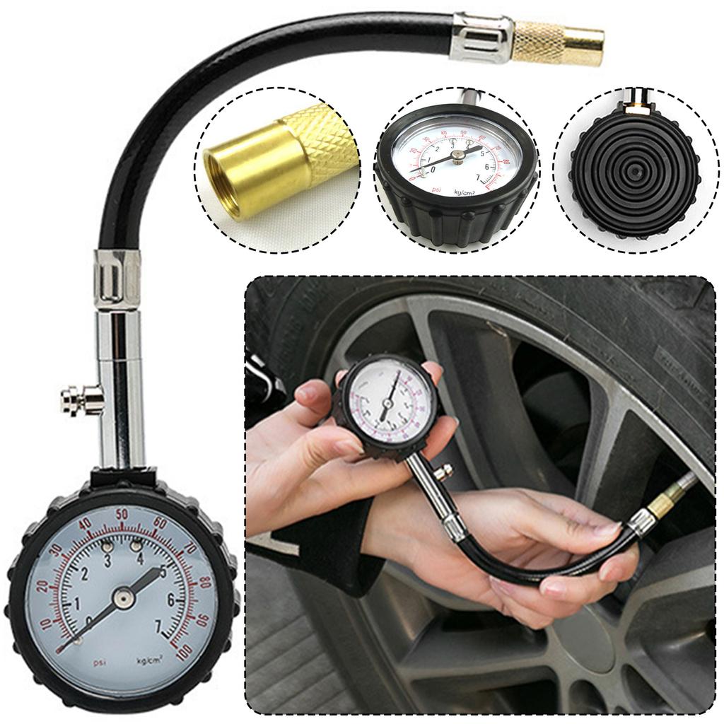 Tire Pressure Gauge Meter Tester,Car Tyre Pressure Gauge Long Hose Tire Meter Detector For Car Motorcycle Monitoring System