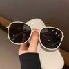 Sunglasses 2026 New Trendy Girl Seaside Face Small Retro Round Large Frame Sunglasses White Frame UV Protection