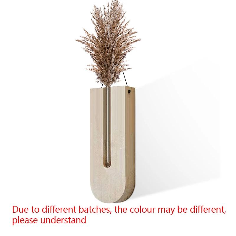 Wooden Hanging Planters Bohemia Wall Plant Propagation Terrarium Flower Tube Vase with Wood Stand, Indoor Propagator for Plants
