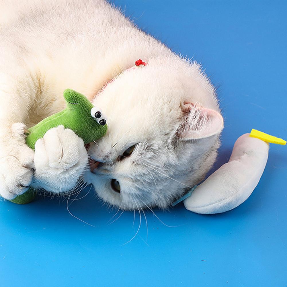 Cute Animal Shape Catnip Cats Toy Kitten Dinosaur Teeth Chewing Biting Plush Toys Cat Plush Thumb Pillow Pet Accessories