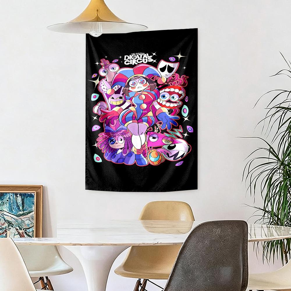 Digital Circus Wall Decor Tapestry Art For Pet Memorial Birthdaywedding Party Backdrop Family Gift