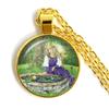 Handmade Vintage Frog Fairy Pendant Necklace Glass Cabochon Fashion Women Charm Jewelry Necklaces and Chains Female