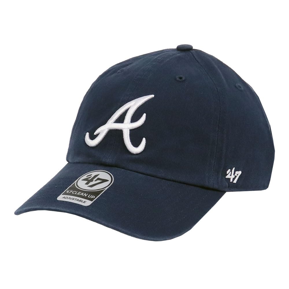 

47 Cap Cleanup Low Cap Major League Hat Unisex Logo Atlanta Braves Navy Free Size [47 Brand] Men s Women s B-RGW01GWS-RA